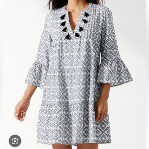 Tommy Bahama diamond jacquard beach cover up dress blue small